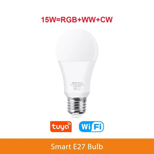 Tuya Wifi E27 Led Lamp RGB CW WW Led Light Bulb Alexa Smart Bulb Compatible with Google Assistant for Smart Life Decoration